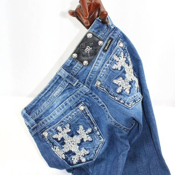 Miss Me Embellished Bling Boot Cut Jean, Size 27 - Picture 1 of 9